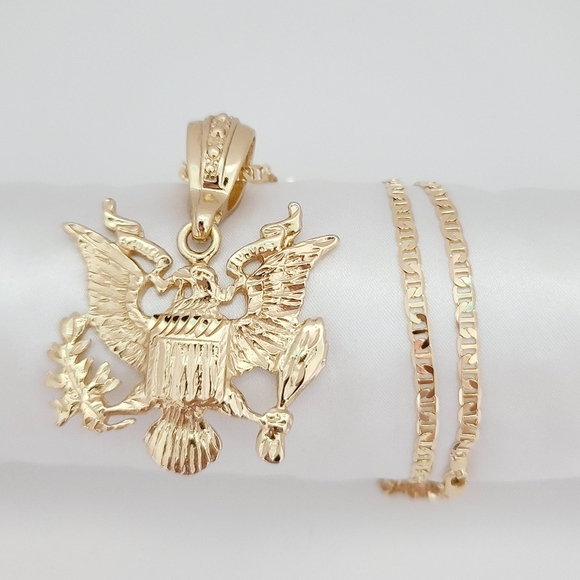 18K Gold filled Other - Eagle insignia men's necklace. 18K GF chain. New